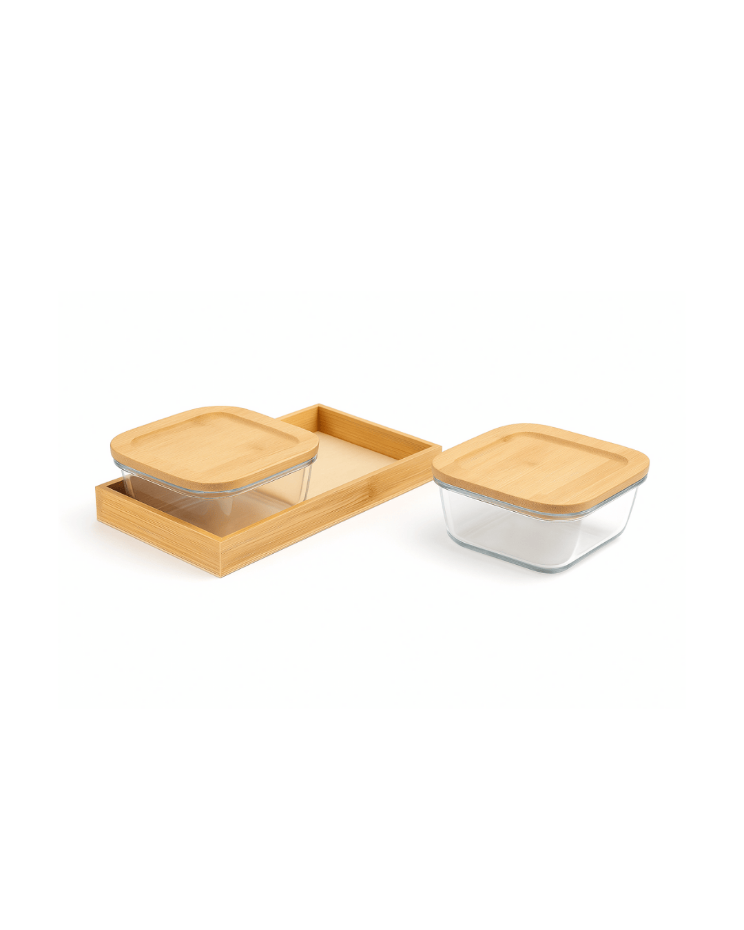 Wooden Tray Square Storage box - Set of 2
