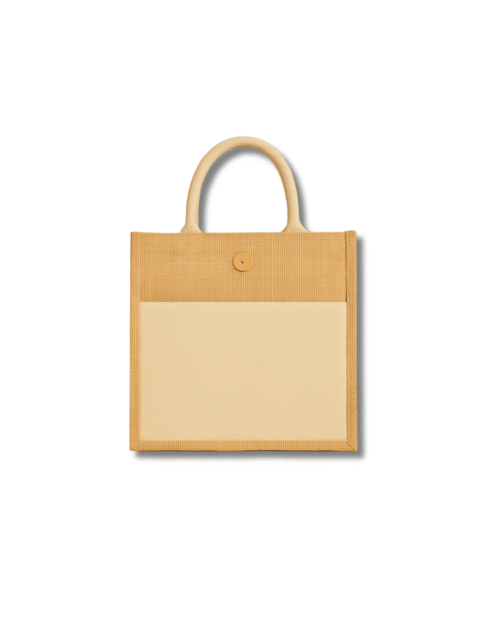 BoostDesk – Corporate Tech Collection - Jute Bag with Canvas Pocket Jute Bag with Canvas Pocket
